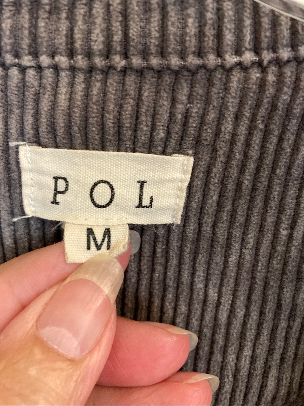 POL Cropped Corduroy Distressed Jacket in Taupe Gray - Picture 2 of 9